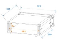 ROADINGER Effect Rack CO DD, 3U, 24cm deep, black