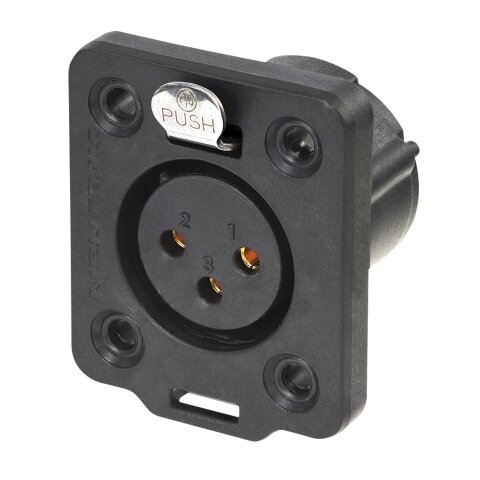 Neutrik XLR 3P Chassis - female TOP Gold contacts - black housing