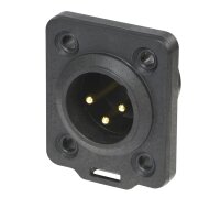 Neutrik XLR 3P Chassis male TOP Gold contacts - black...