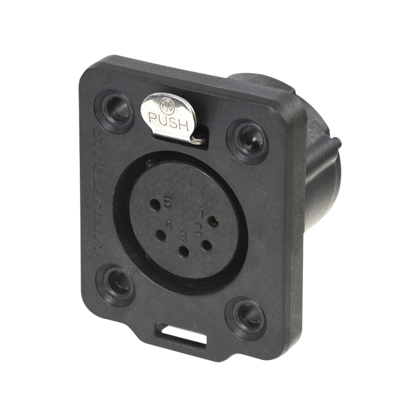 Neutrik XLR 5P Chassis - female TOP Goldkontakte - schwarzes Gehäuse
