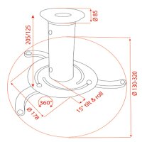 Showgear PRB-1 Projector Mount for Ceiling Höhenverstellbar