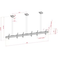 Showgear PCM4555L-3 Triple Screen Ceiling Mount Long...