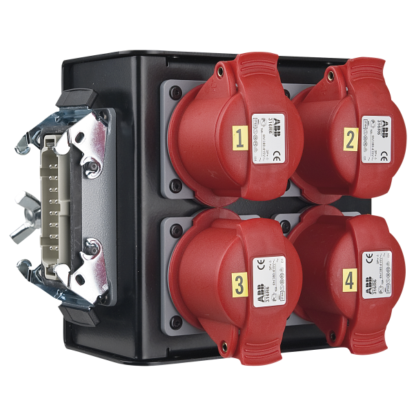 Showgear Breakout-box 16-pin Connector to 4x CEE 4P 16 A Red