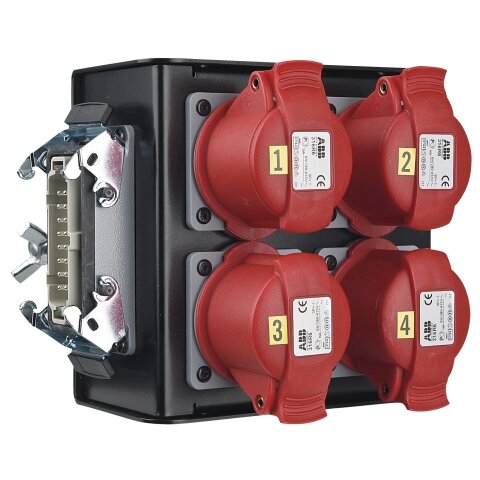 Showgear Breakout-box 4 x CEE 4P 16A Rot