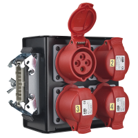 Showgear Breakout-box 16-pin Connector to 4x CEE 4P 16 A Red