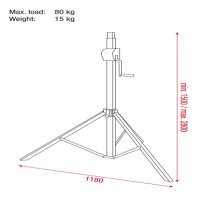 Showgear Basic 2800 Wind up stand 80 kg (Adapter 70835 not included)