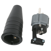 PCE Rubber Schuko Connector Male Grau - 240 V - CEE 7/VII - 16 A