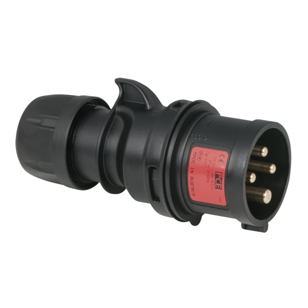 PCE CEE 16 A/400 V - 4P Plug male Schwarz - Turbo Terminal - screwless - IP44