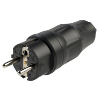 PCE Rubber Schuko Connector Male Black