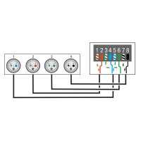 Showgear DS-24F/3 DMX Rack Split Split Box<br/>Geeignet für die Umwandlung von 8 Universen in zwei CAT-Kabel<br/>3-polige XLR-Buchsen und RJ45-Buchsen<br/>19""/1U Rack-Größe<br/>Starkes - zuverlässiges Metallgehäuse