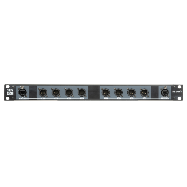 Showgear DS-24M/5 DMX Rack Split 8x 5-pin male XLR to 2x female RJ45 converter (4 universes per CAT cable)