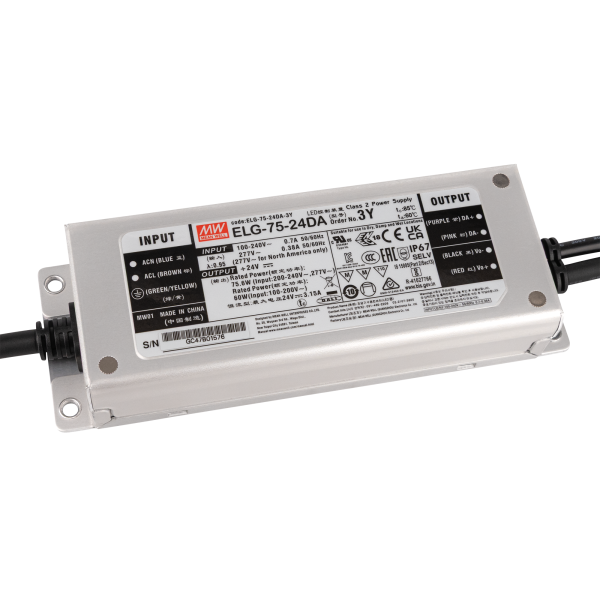 Meanwell LED Power Supply IP67 75 W/24 V Dali Meanwell ELG-75-V-24DA 3Y