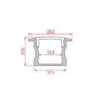 Artecta Profile Pro 17 Recessed Length 2 m - black