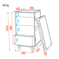 Showgear Drawer Case 16U Multi-purpose - swivel castors with break