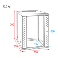 Showgear RCA-WMH-15 15U 19" Patch Panel Rack, Wandmontage, aufklappbare Rückseite