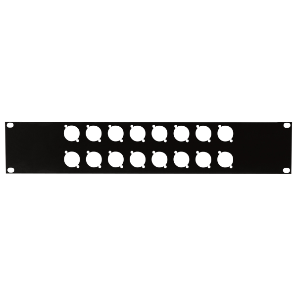 Showgear 19 Inch Connector Panel 2U - for 16 XLR Connectors (D-Size)