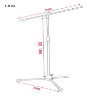 Showgear Microphone Stand - Lite 890-1460 mm - plastic...
