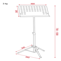 Showgear Music Stand - Pro Stahl, 730-1200mm