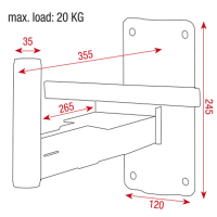 Showgear Speaker Wall Bracket 35 mm Maximallas: 20kg