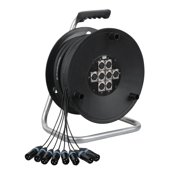 DAP Python 8 Stagewheel 8x XLR Bühnenkabeltrommel - 8x XLR - 15 m. Kabel - 4,78 kg