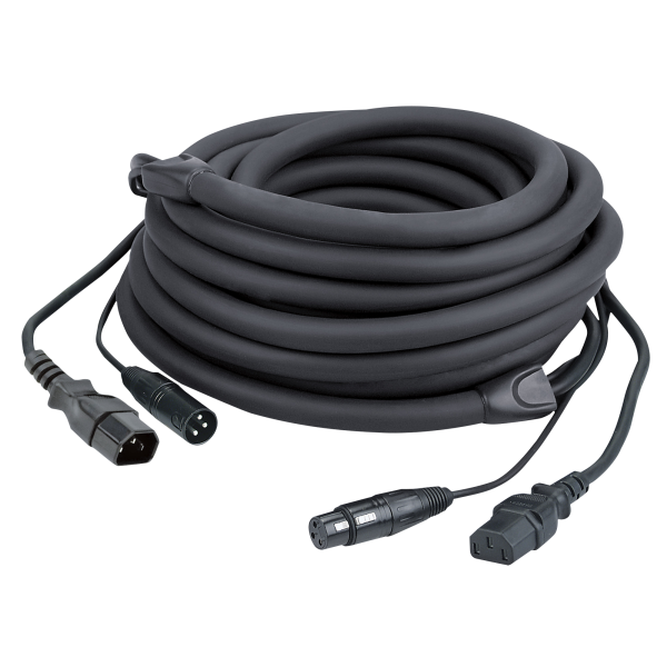 DAP FP12 - IEC/XLR M - IEC/XLR F - DMX / Power 3 m DMX / Strom - schwarze Ummantelung