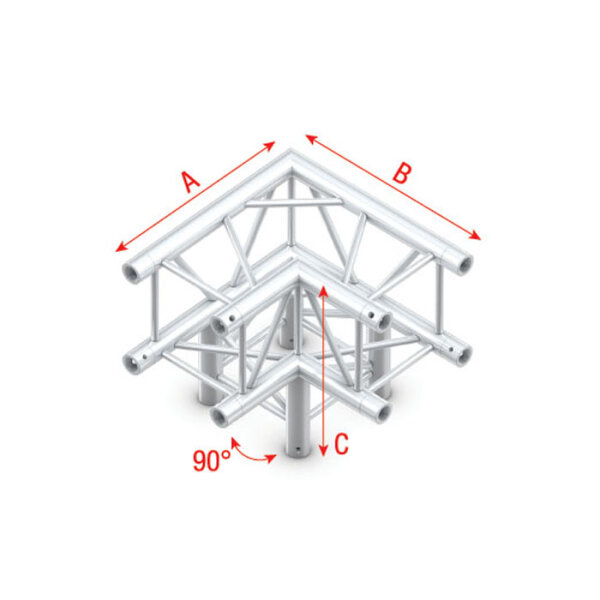 Milos Pro-30 Square F Truss - Corner 3-way QLVF30 - 90° corner - heavy duty - silver - F