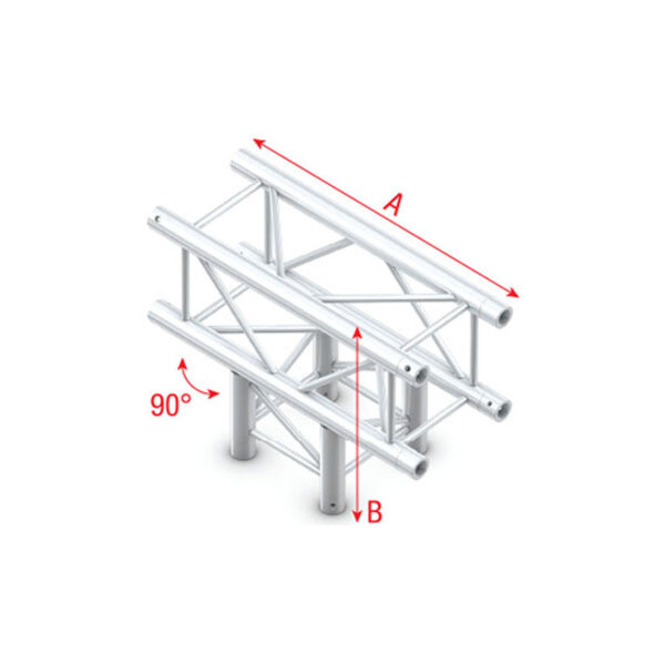 Milos Pro-30 Square F Truss - T-Cross 3-way - 71cm QTF35 - 90° corner - silver - F