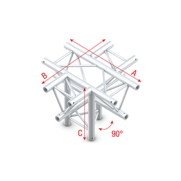 Milos Pro-30 Triangle F Truss - Cross + down - 5-way - apex down - 71 cm ACF53 - 90° corner - F