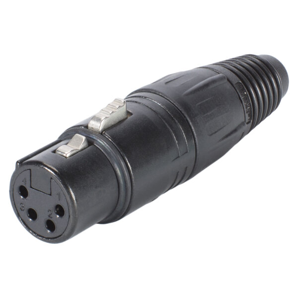 Neutrik XLR 4P Connector - female Schwarzes Gehäuse mit Silberkontakten