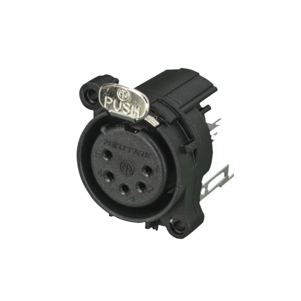 Neutrik XLR 5P Chassis - female Silver contacts - ABS housing - vertical PCB mount