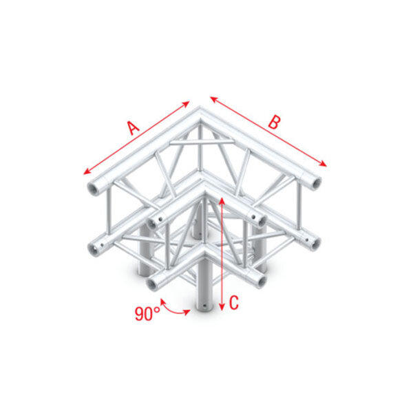 Milos Pro-30 Square P Truss - Corner 3-way QLB30 - 90° corner