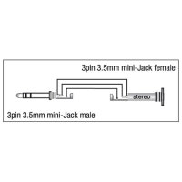DAP XGA08 - mini-jack/M stereo to mini-jack/F - 90°