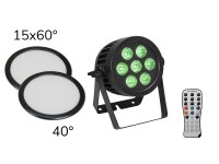 EUROLITE Set LED IP PAR 7x9W SCL Spot + 2x Diffuser Cover...