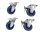 ROADINGER Set Swivel castors 100mm blue 2x RD-100 + 2x RD-100B with brake