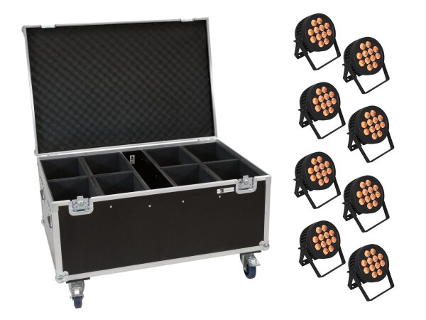 EUROLITE Set 8x LED IP PAR 12x9W SCL Spot + Case with wheels