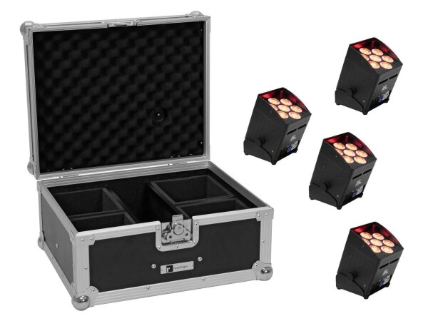 EUROLITE Set 4x AKKU UP-7 QCL Spot QuickDMX + Case