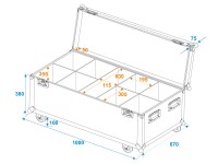 ROADINGER Flightcase 8x LED IP PAR 12x8W QCL/12x9 SQL Spot with wheels