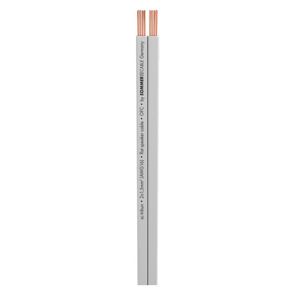 Speaker Cable SC-Tribun, Flat-Design; 1 x 2 x 1,50 mm²; PVC; 12,8 x 2,4 mm; white