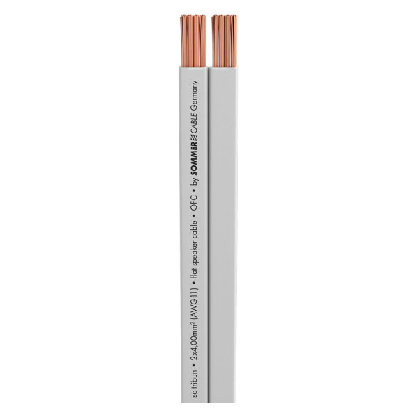 Speaker Cable SC-Tribun, Flat-Design; 1 x 2 x 4,00 mm²; PVC; 17,5 x 3 mm; white
