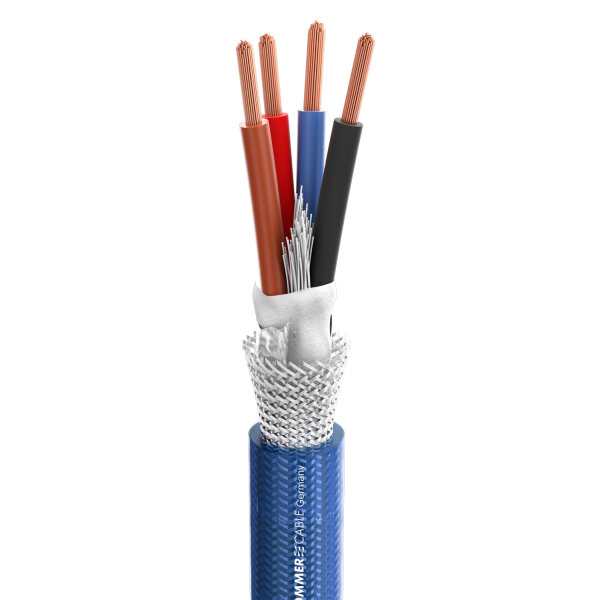 Speaker Cable HighEnd, screened SC-Quadra Blue; 4 x 4,00 mm²; PVC Ø 15,50 mm; blue