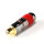 HICON RCA, 2-pole , metal-, Soldering-female connector, gold plated contact(s), straight, chrome coloured