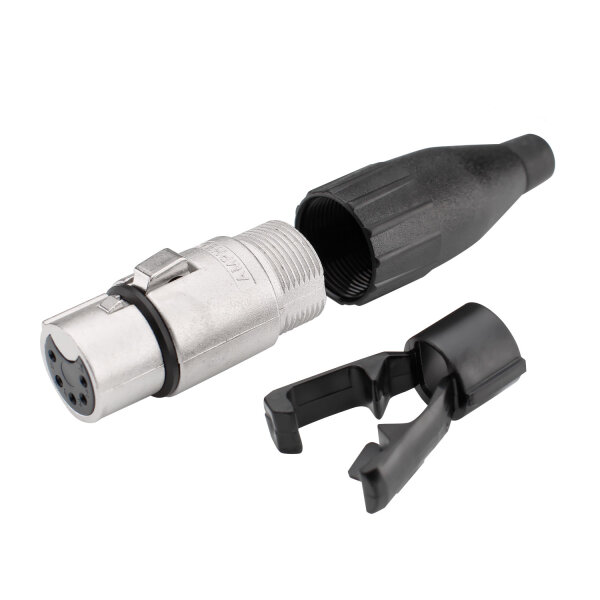 Amphenol XLR, 5-pol , Metall-Kabelbuchse, versilberte(r) Kontakt(e), gerade, grau