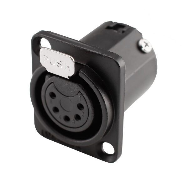 Amphenol XLR, 5-pol , Metall-Snap-In-Einbaustecker, versilberte(r) Kontakt(e), Type D, schwarz