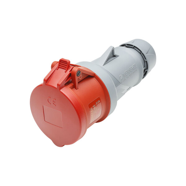 Mennekes CEE, 5-pol , plastic-, screw-type-female connector, nickel plated contact(s), straight, max. 2,5 mm², red