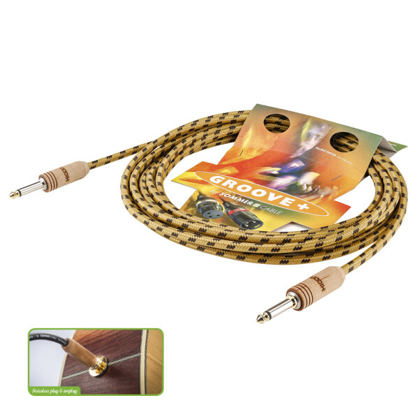 Instrument cable SC-CLASSIQUE, HICON WOODPLUG, 1 x 0,50 mm² | jack / jack, HICON