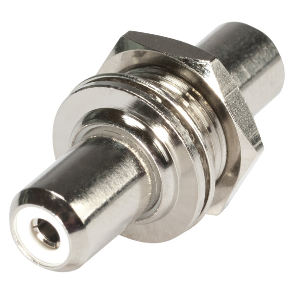HICON RCA, 2-pole , metal-, Patch-female connector, nickel plated contact(s), thread 1/2", grey