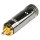 HICON RCA / phono connector, collet lock fixture, 2-pole , metal-, Soldering-male connector, gold plated contact(s), straight, chrome coloured