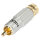 HICON RCA / phono connector, collet lock fixture, 2-pole , metal-, Soldering-male connector, gold plated contact(s), straight, grey