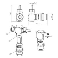HICON Cinch (RCA) screw & play, 2-pol , Metall-,...