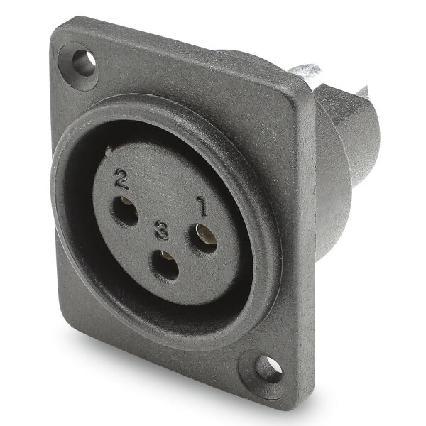HICON XLR, Waterproof and dustproof to IP54 while connected , 3-pole , Polyamide-female connector, gold plated contact(s), straight, black